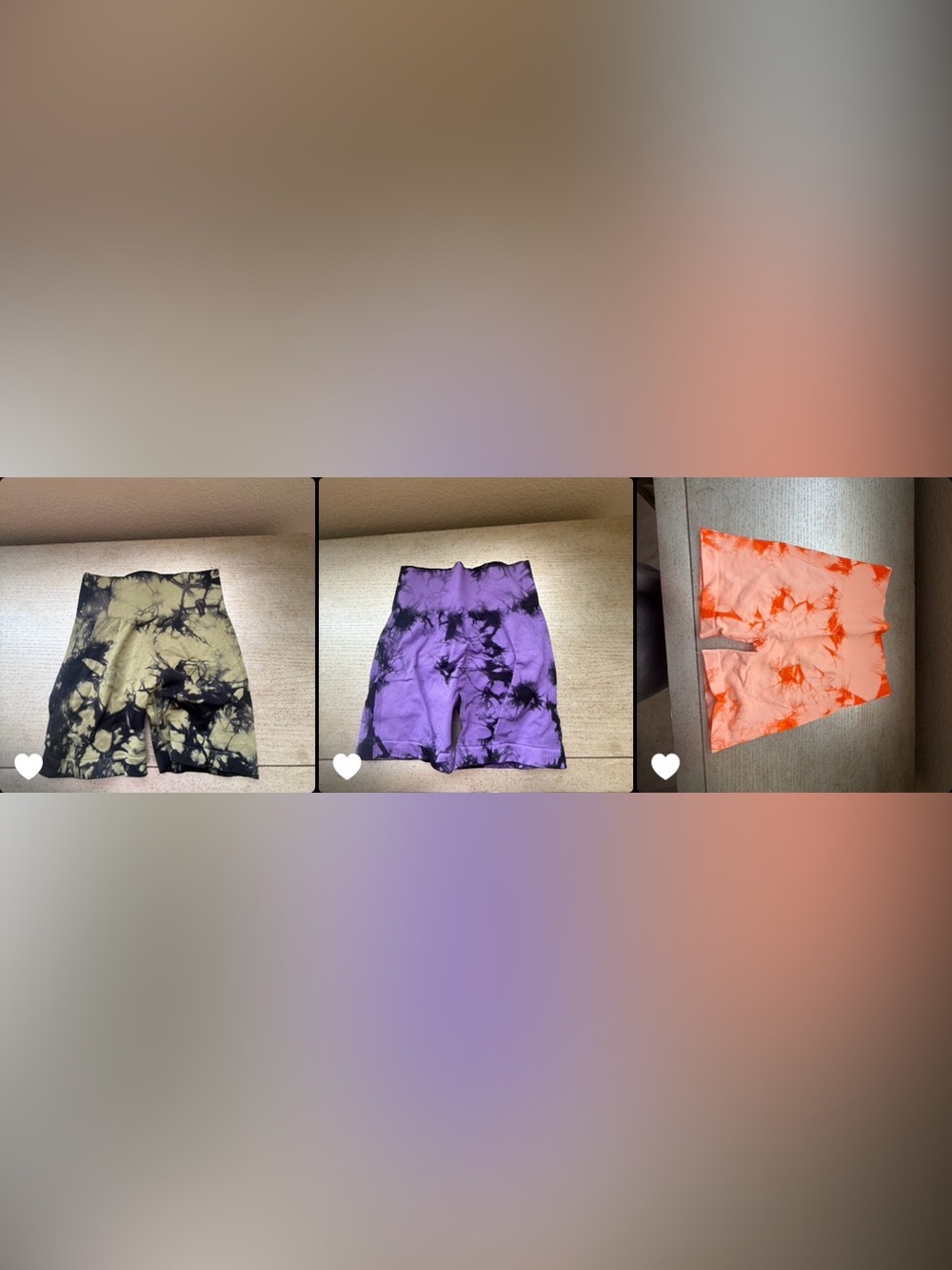 Purple & Black Tie-Dye High-Waist Bike Shorts